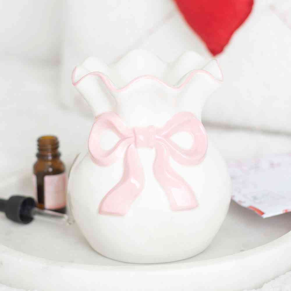 Something Different - White and Pink Bow Ã–lbrenner/Teelichthalter fÃ¼rs RaumdÃ¼fte - WeiÃŸ/Rosa